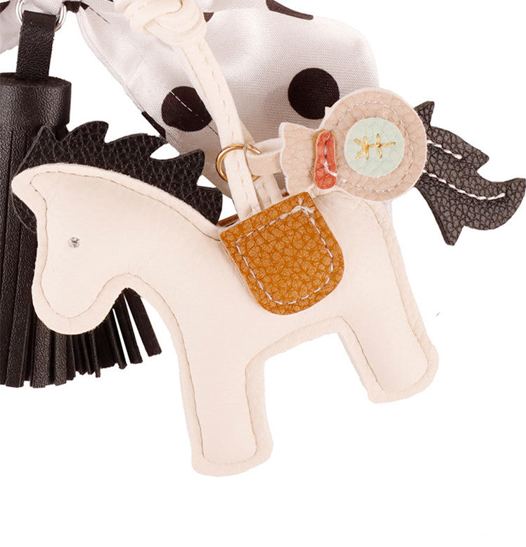 Handmade animal charm with retro polka dot scarf bow