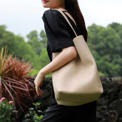 Designer Leather Bucket Bag for Women, Soft Leather Shoulder Bag