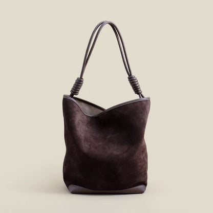 Chic Suede Bucket Bag with Comfortable Handheld and Shoulder Carry