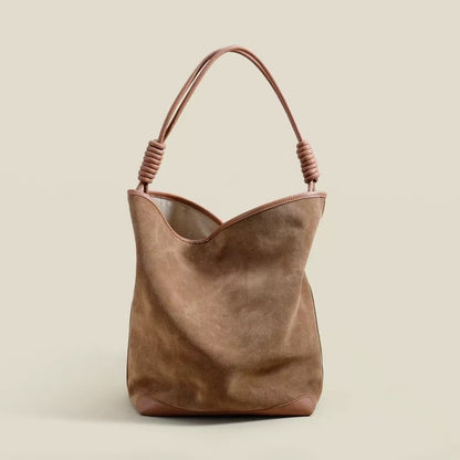 Soft Leather Tote Bag with Separate Zippered Pouch for Essentials