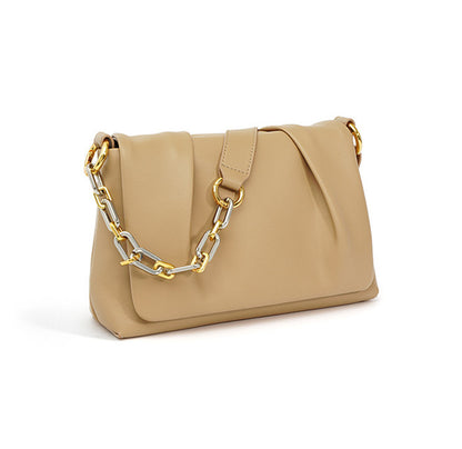 Versatile Soft Leather Square Bag for Women with Chain and Adjustable Straps