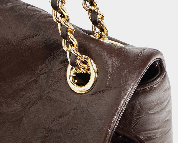 Elegant Leather Shoulder Purse with Chain Strap