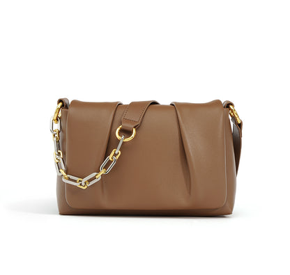 Women’s Versatile Soft Leather Bag with Chain and Adjustable Shoulder Straps