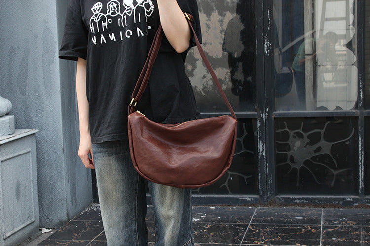 Stylish Retro Single Shoulder Satchel with Soft Leather Texture