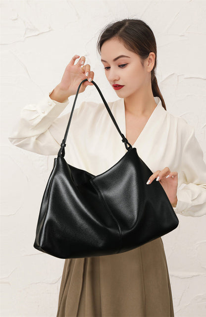 Minimalist Genuine Leather Shoulder Bag for Women