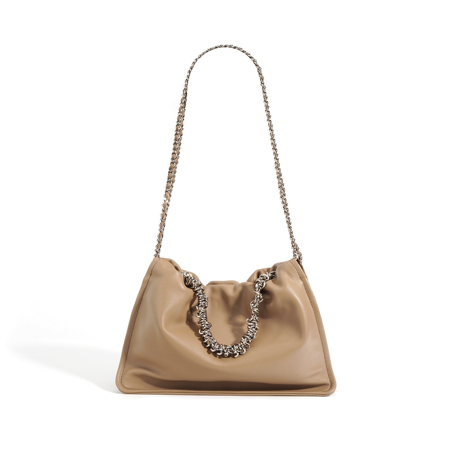 Sleek and Sophisticated Soft Leather Shoulder Bag with Chain woyaza