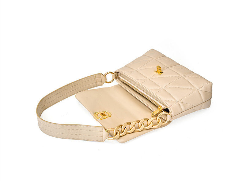 Luxury Soft Leather Quilted Shoulder Bag with Chain Strap
