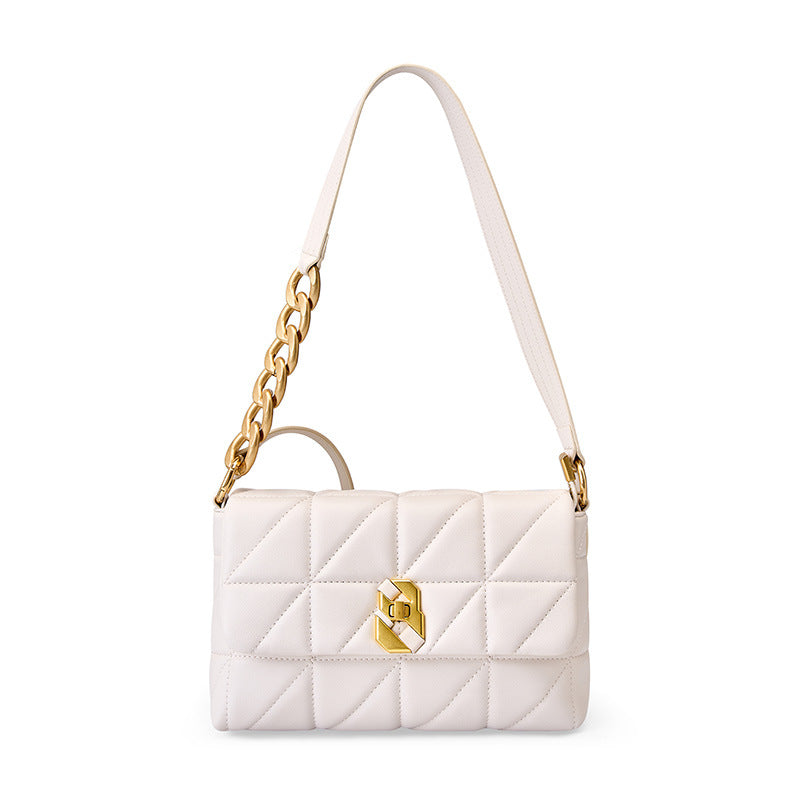 Sophisticated Leather Quilted Crossbody Bag with Chain Strap