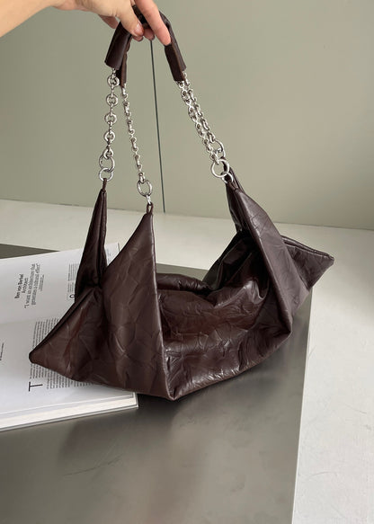 Sophisticated Leather Slouchy Shoulder Bag Woyaza