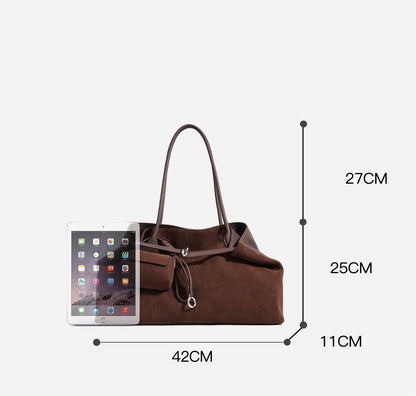 Premium Suede Leather Shoulder Tote Bag for Work and Leisure