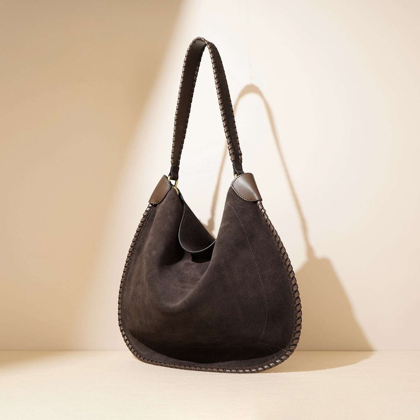 Soft Leather Work Tote Bag with Shoulder Strap