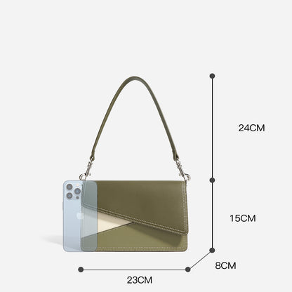 Stylish Leather Handbag for Women with Geometric Patchwork