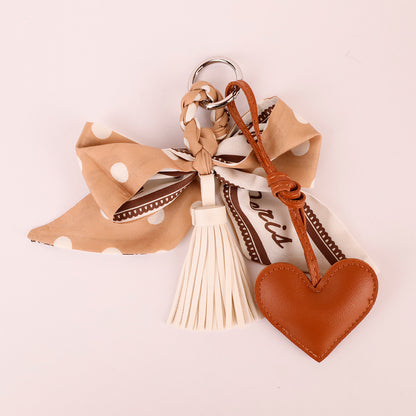 Khaki ribbon tassel accessory for women's handbags