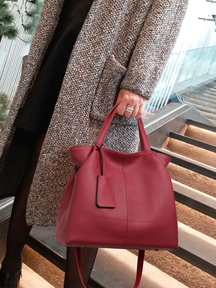 Luxurious Genuine Leather Women's Trendy Big Capacity Tote Bag Handbag Shoulder Bag Crossbody Clutch woyaza