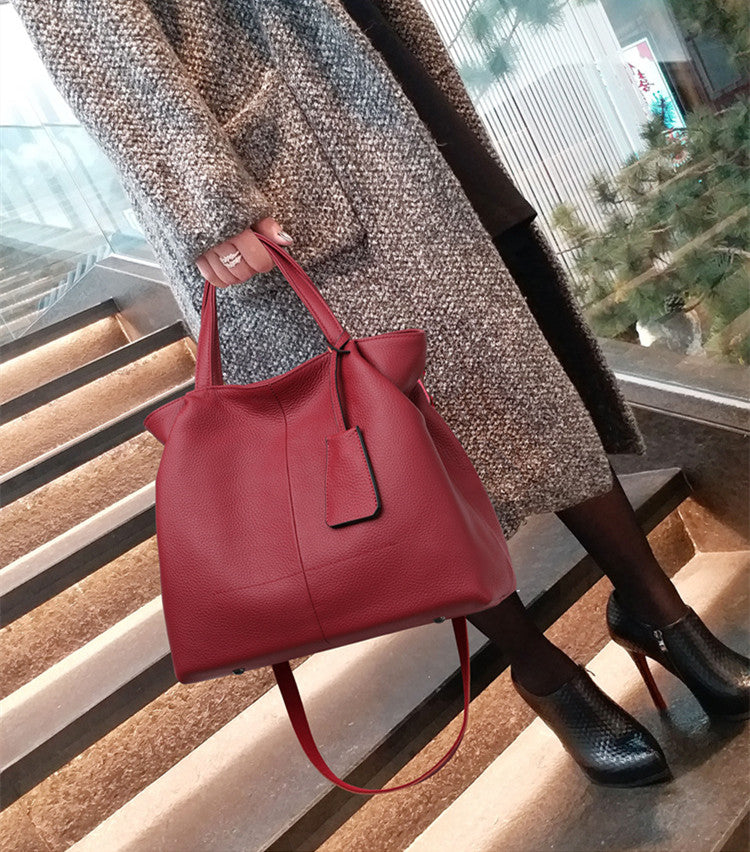 Sophisticated Women's Fashionable Genuine Leather Tote Bag Handbag Shoulder Bag Crossbody Messenger woyaza