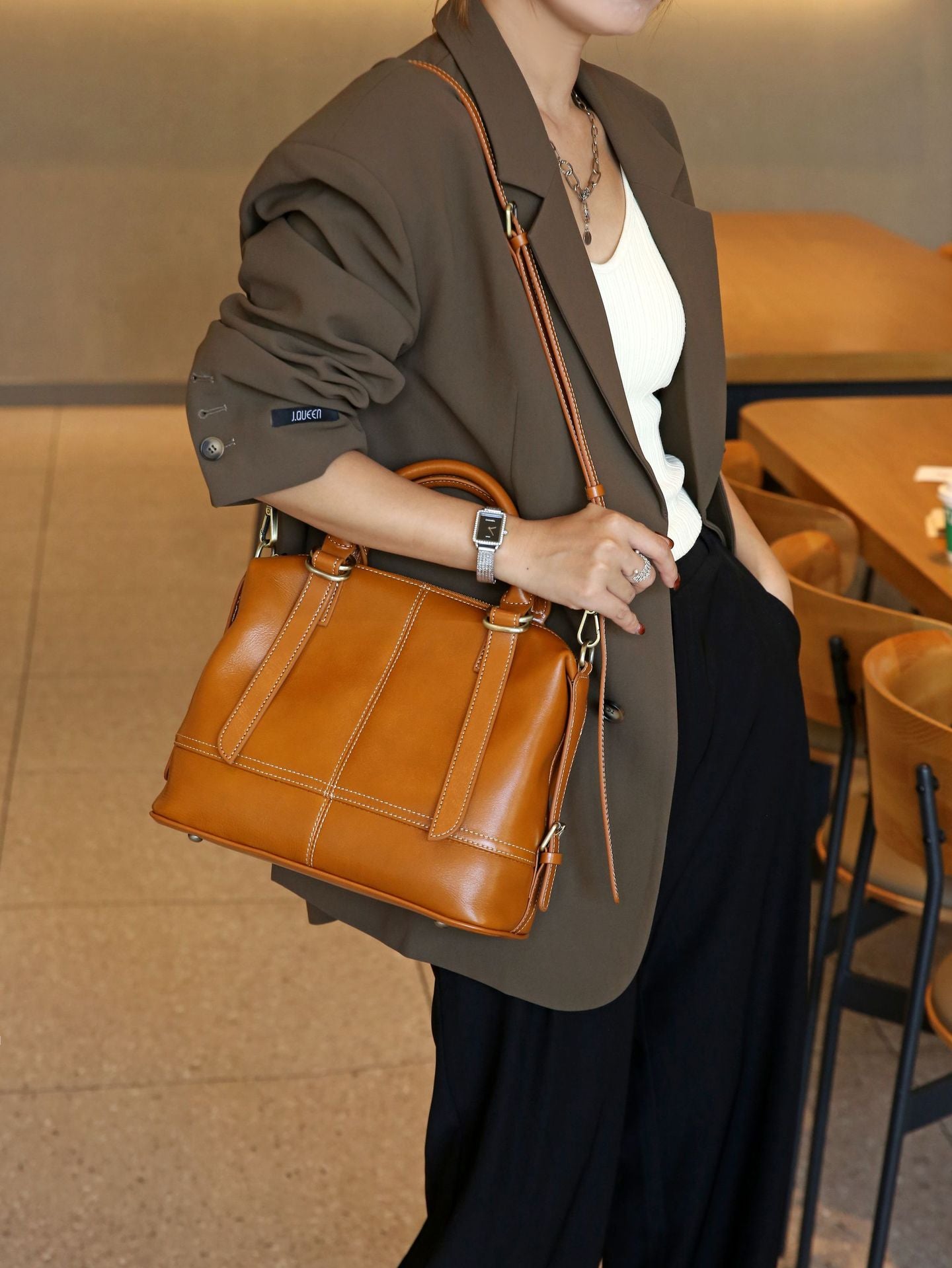 Stylish Soft Leather Tote Bag Woyaza