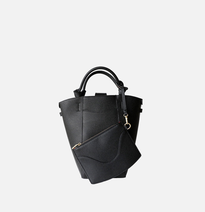 Chic Genuine Leather Bucket Bag Purse woyaza