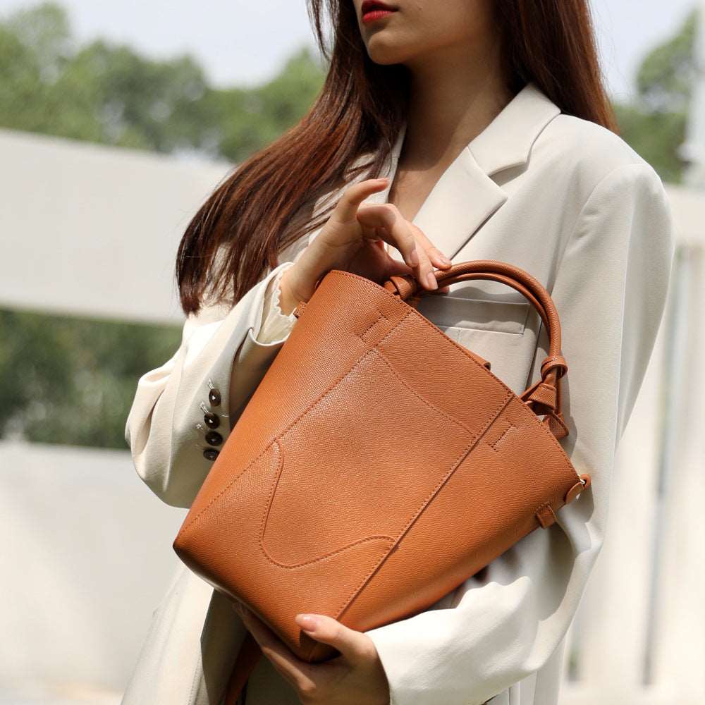 Premium Genuine Leather Bucket Bag Fashion Shoulder Purse woyaza