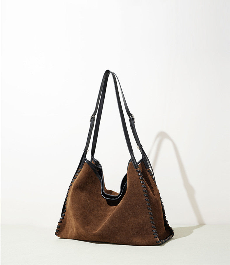 premium soft suede tote with adjustable strap