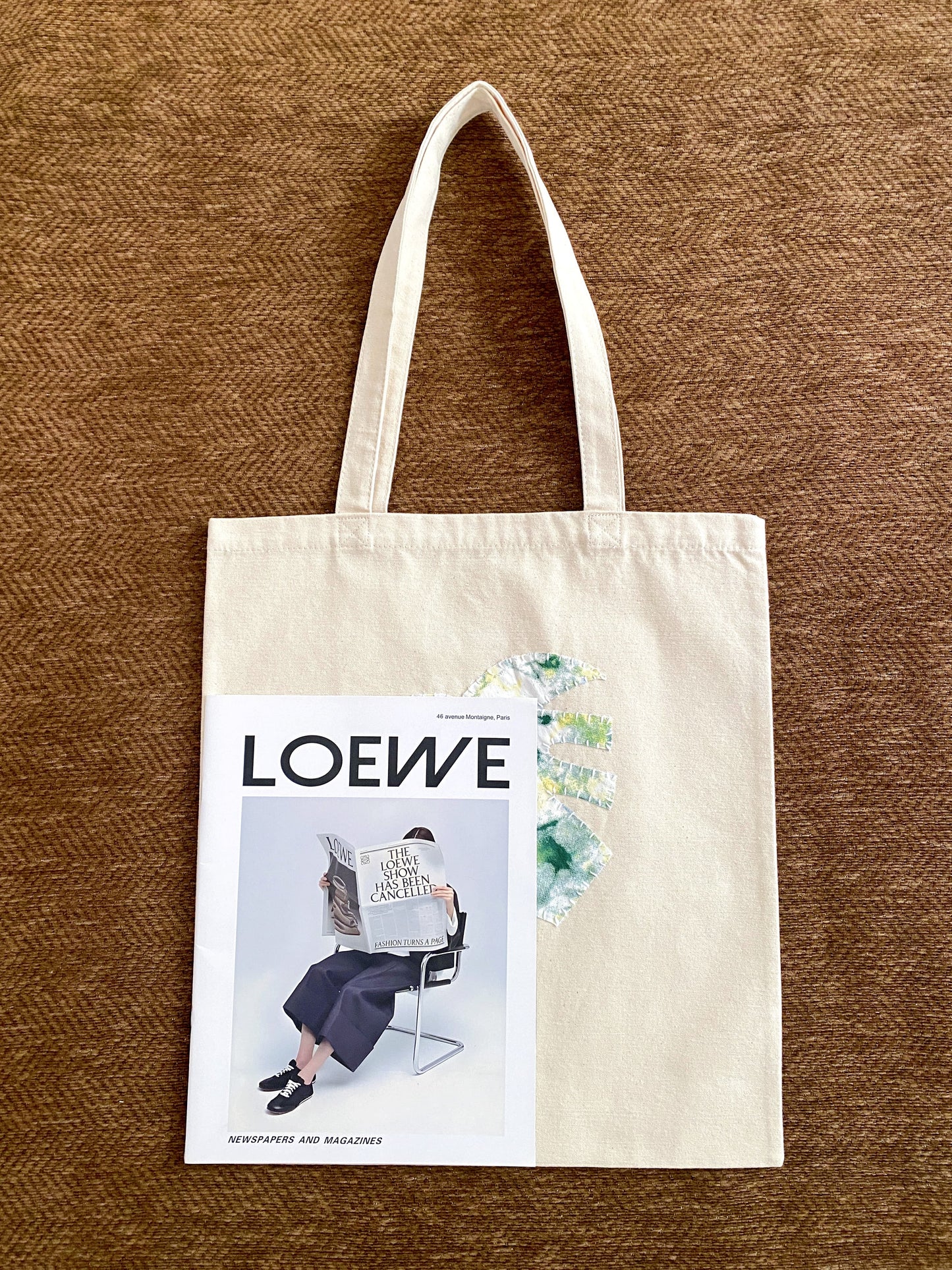 Original fabric patchwork tote for everyday casual outfits