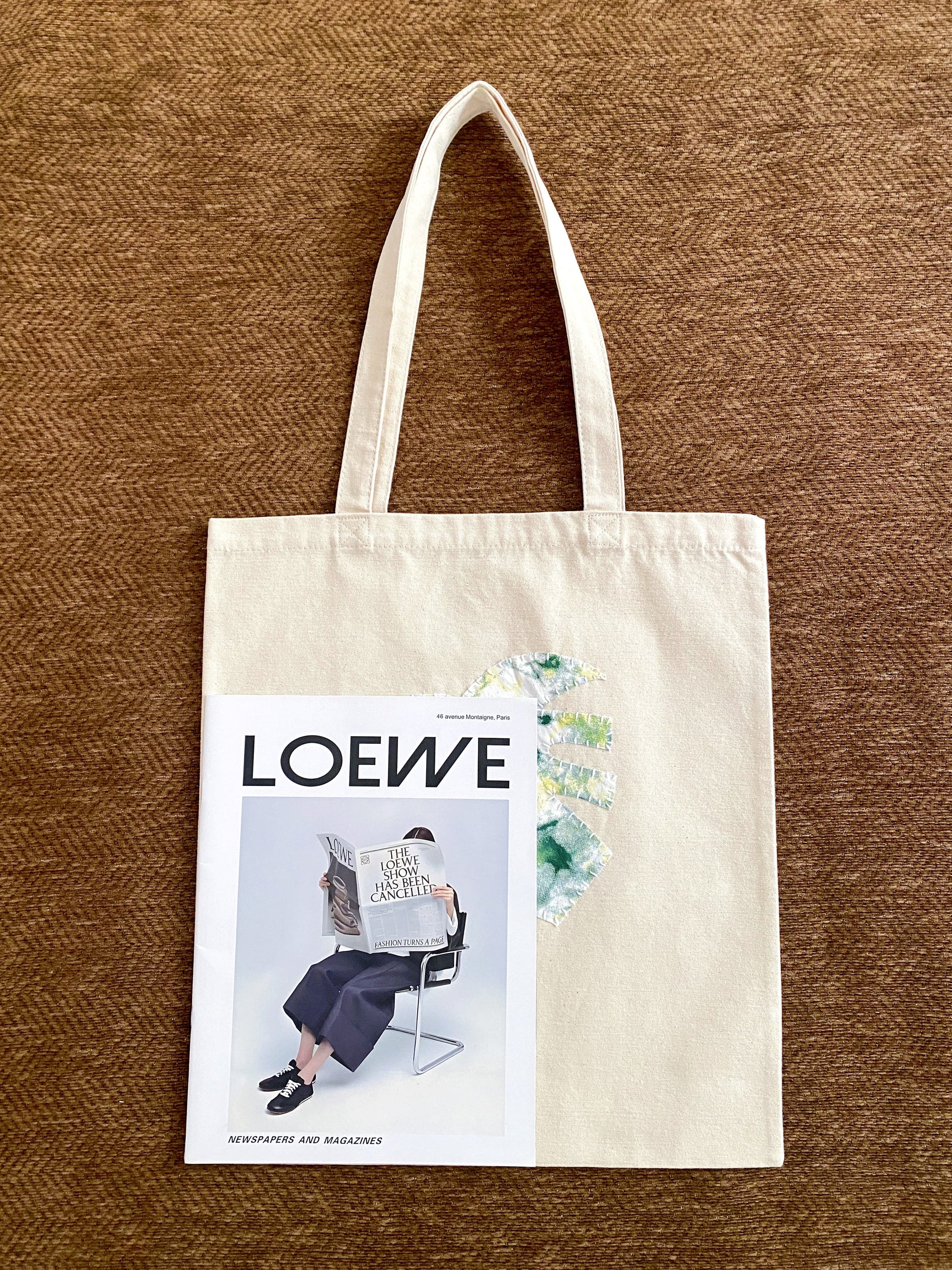 Original fabric patchwork tote for everyday casual outfits