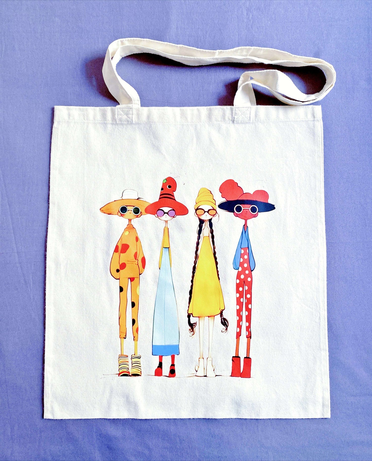Soft cotton tote bag with diverse best friend art as long distance relationship gift