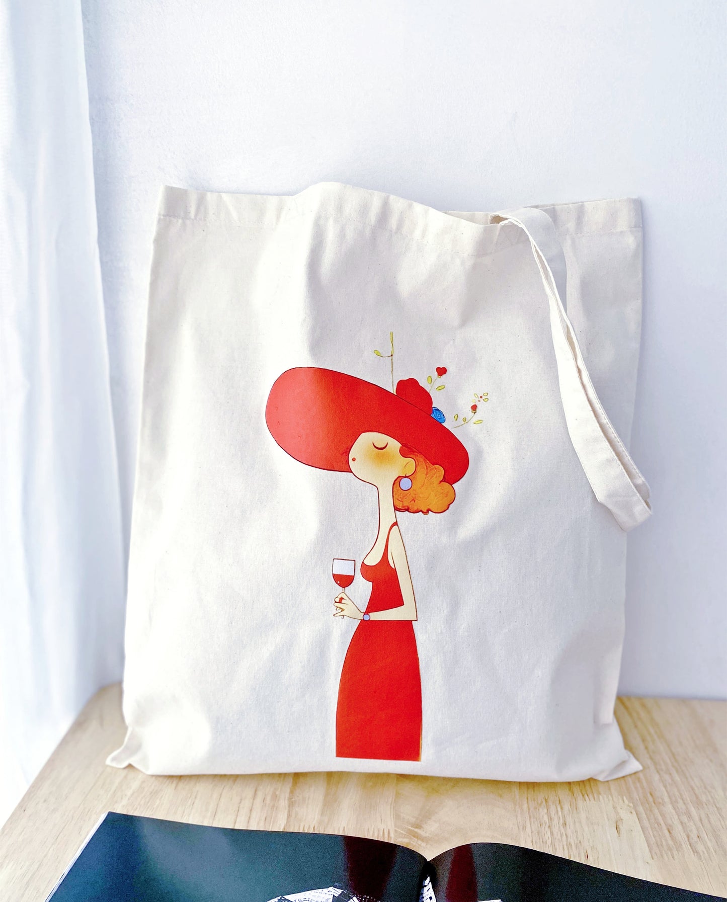 The bag slouching naturally on a table highlighting its softness.