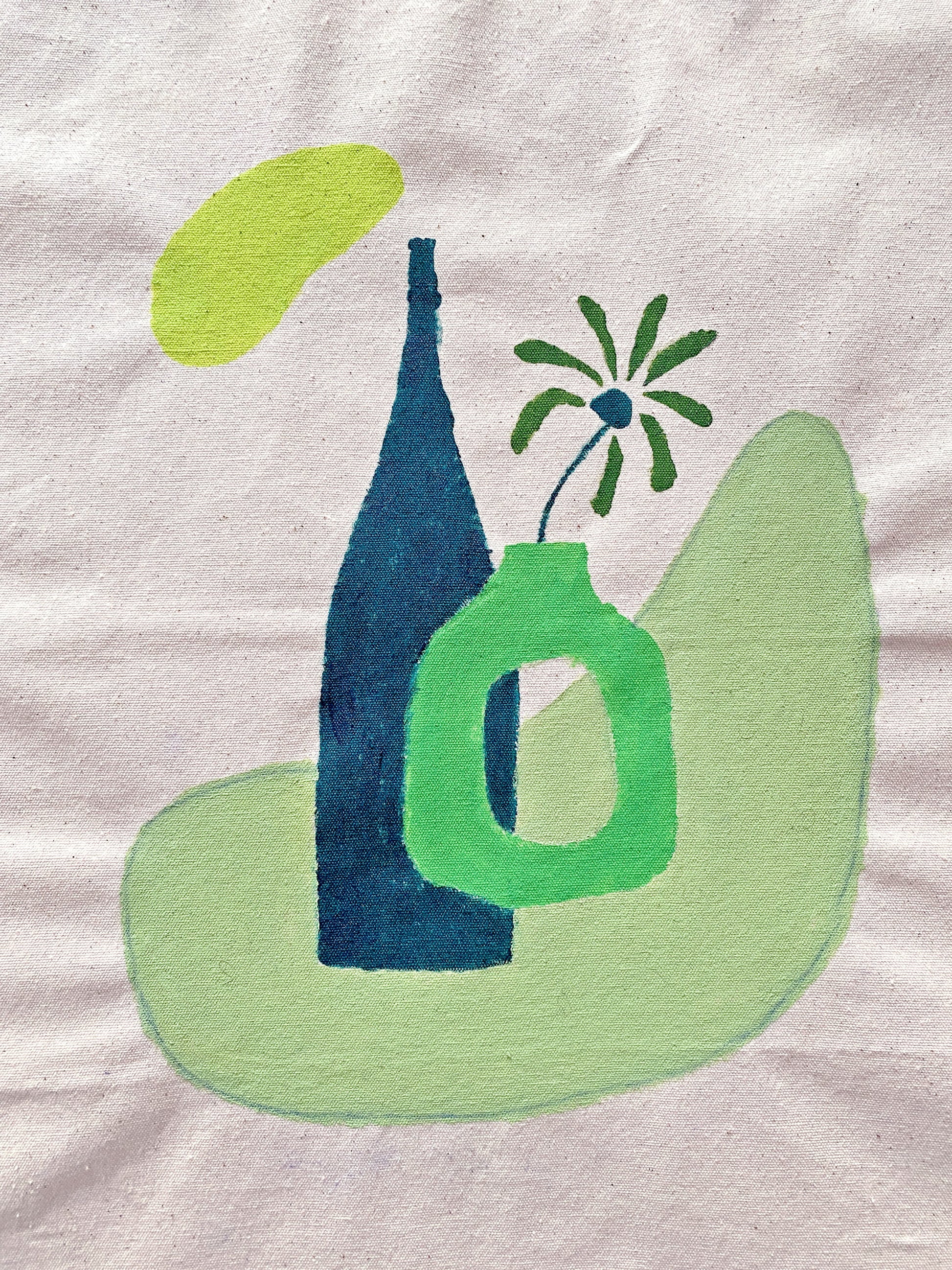 An artistic take on the classic utilitarian canvas grocery bag