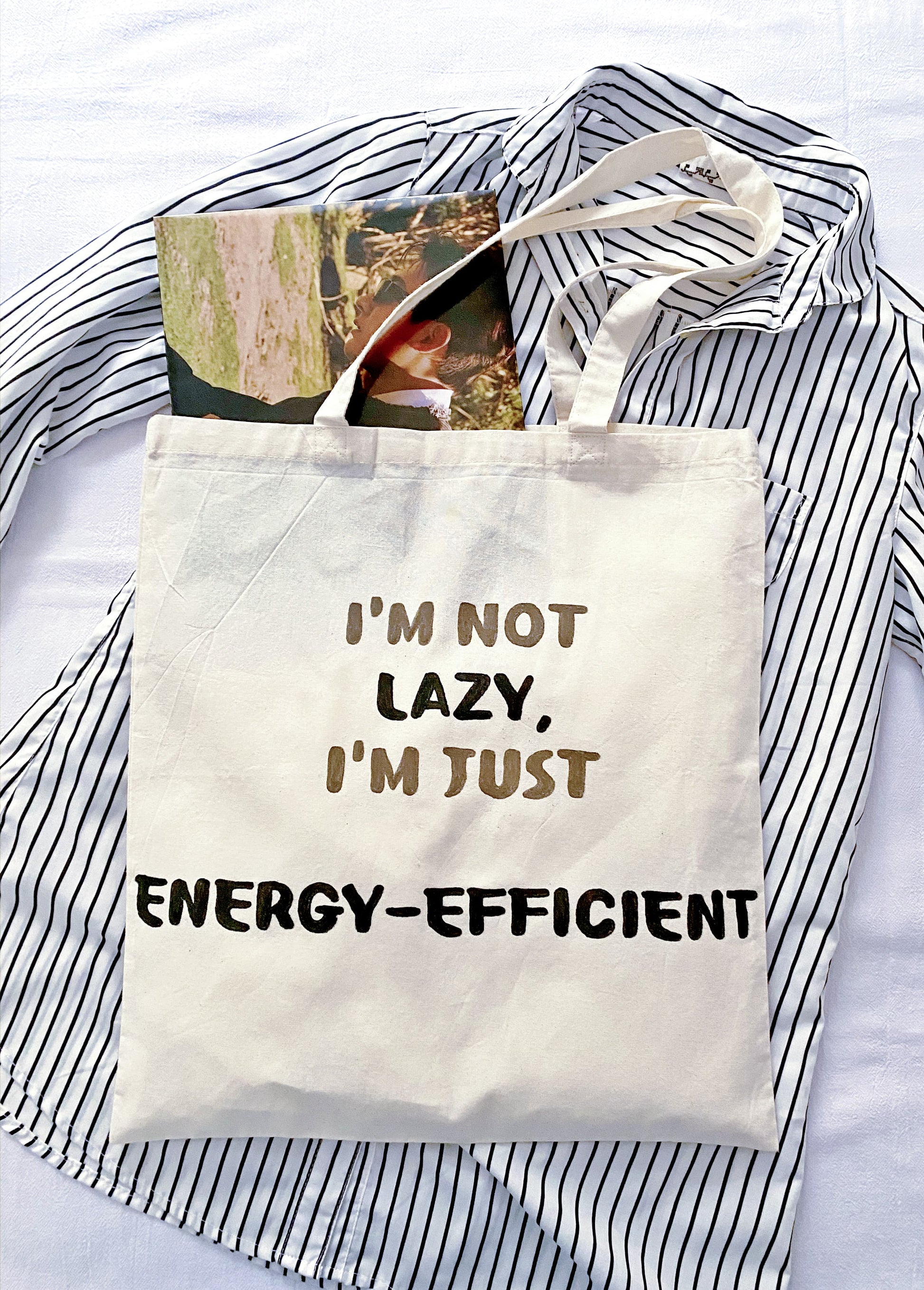 Sustainable natural fiber shopper featuring unique handwritten quotes for eco-conscious gift seekers.