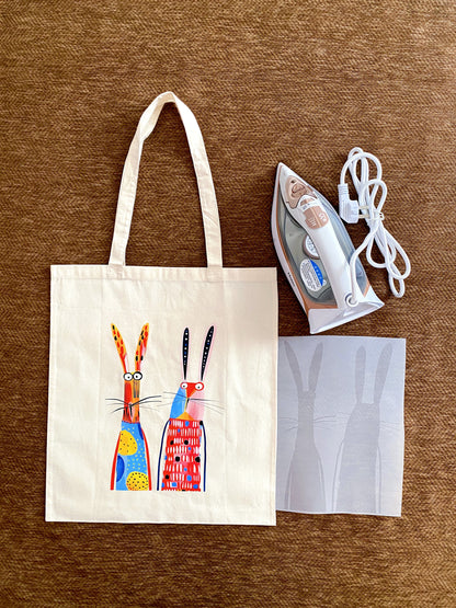 Handmade-inspired bunny tote wrapped as a charming gift for someone who loves simple living