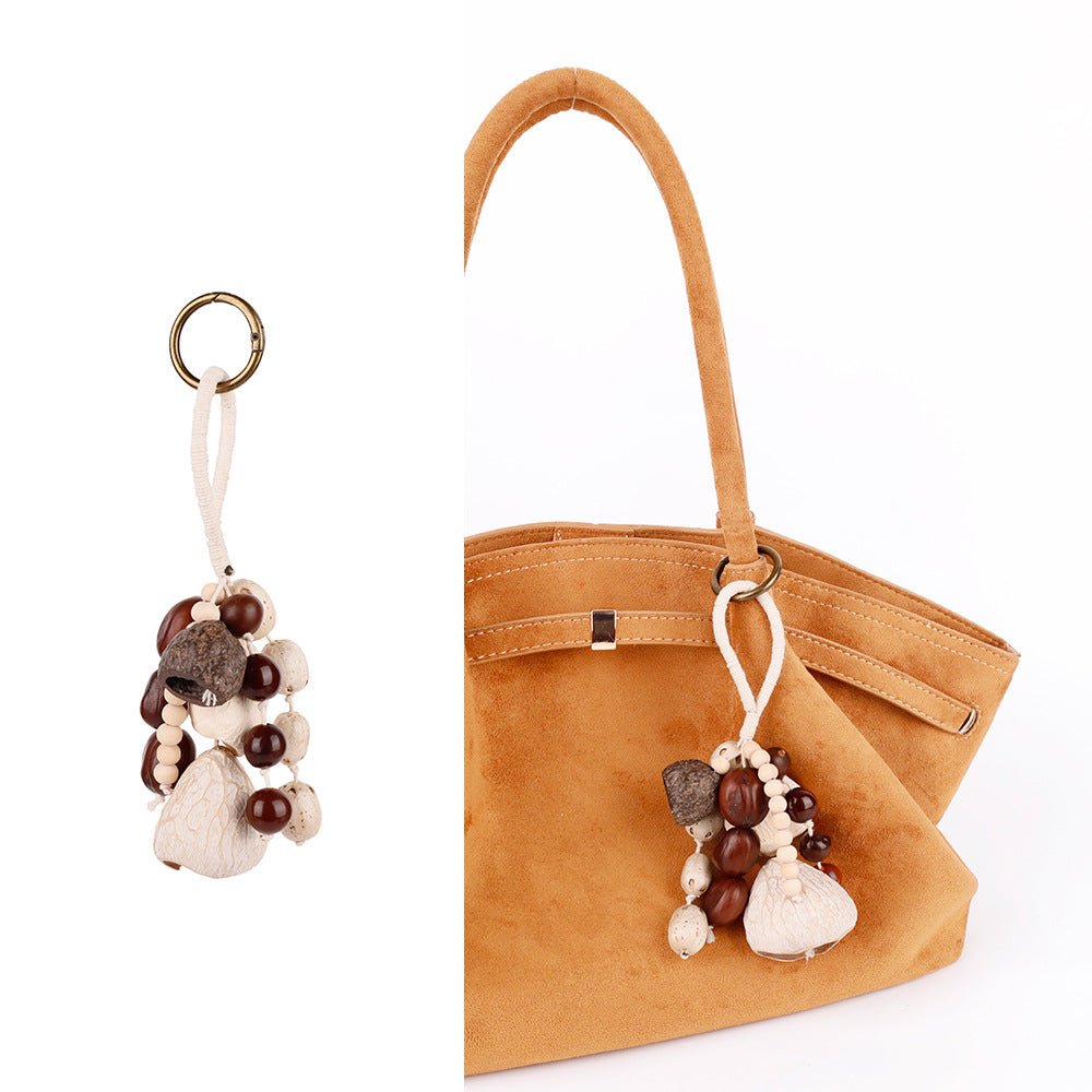 Natural bead and seed charm for backpack use