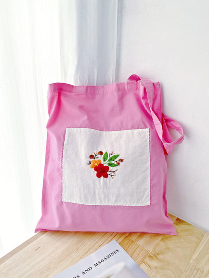 Minimalist tote with an artistic handmade embroidery finish