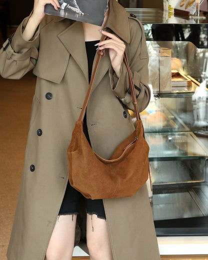 Everyday chic suede leather tote with multiple carrying styles