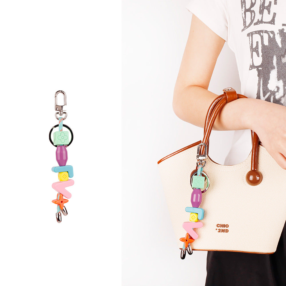 Chunky resin initial strap for clear festival purse