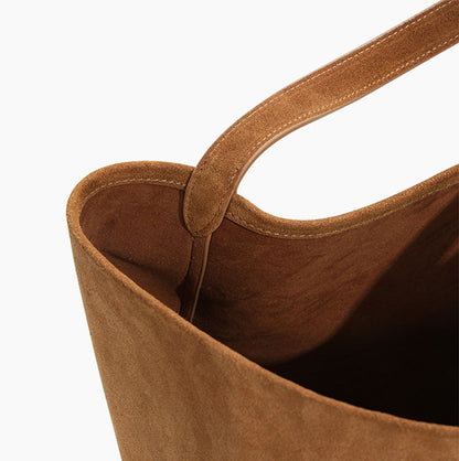 Contemporary Suede Leather Tote Bag with a Soft Finish