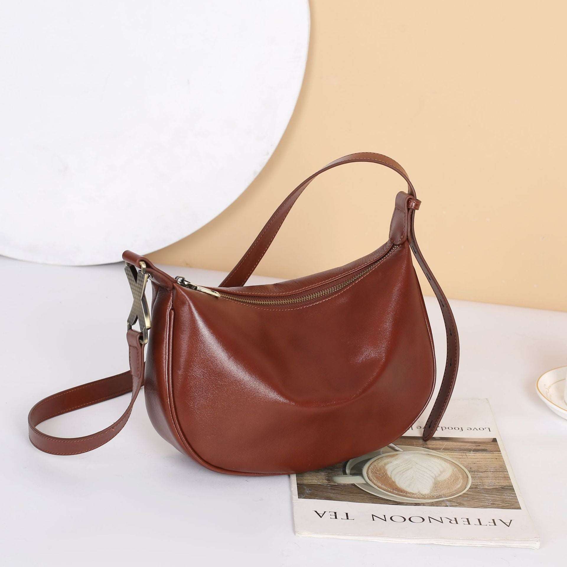 Elegant Half-moon Shoulder Purse woyaza