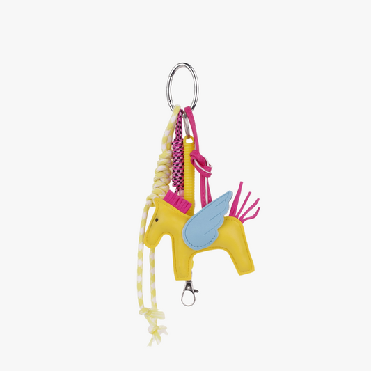 Colorblock horse purse accent with braided cord on a tote bag