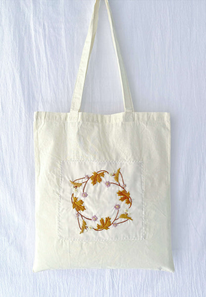 Soft cotton tote with hand-embroidered floral accents, perfect for eco-friendly fashion lovers on the go.