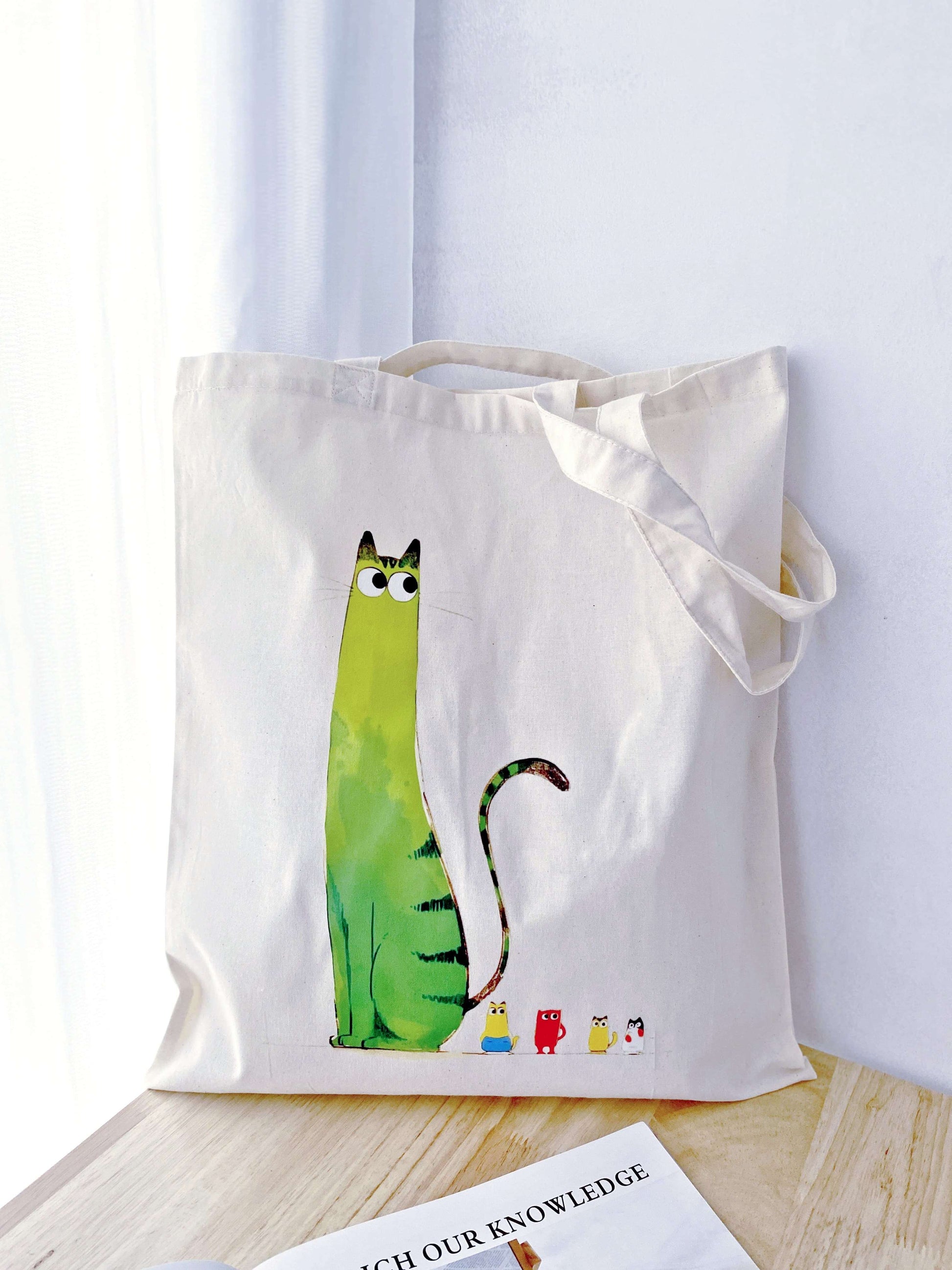 Many customers choose this hand-printed kitty tote as a thoughtful gift that feels warm, not generic.