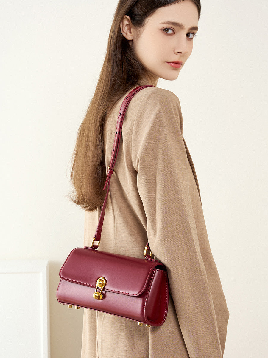 Designer Leather Messenger Bag for Women with Flap Closure