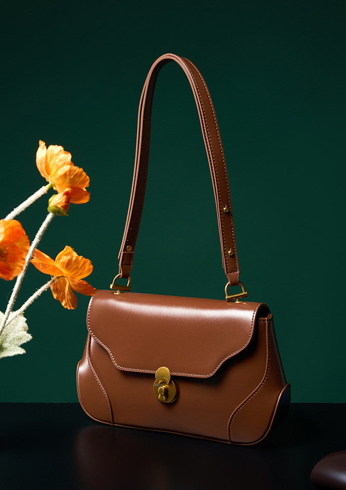 Elegant Women's Leather Sling Bag with Adjustable Strap