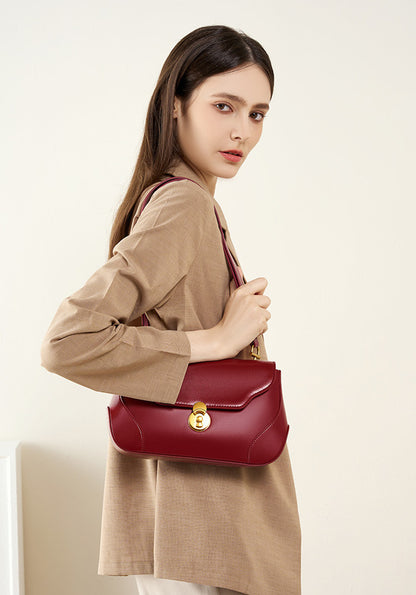 Classic Leather Shoulder Bag with Adjustable Strap for Women's Fashion