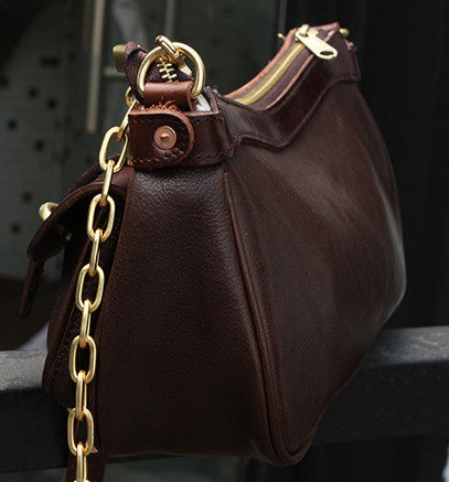 Unique Vintage Leather Chain Crossbody Bag for Women