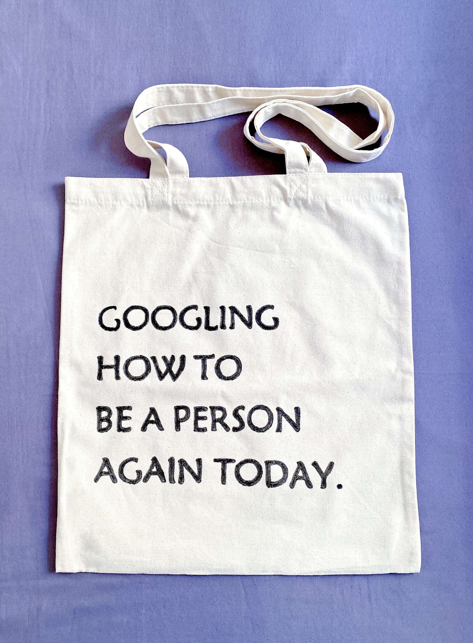 sustainable tote bag with chic text-based design