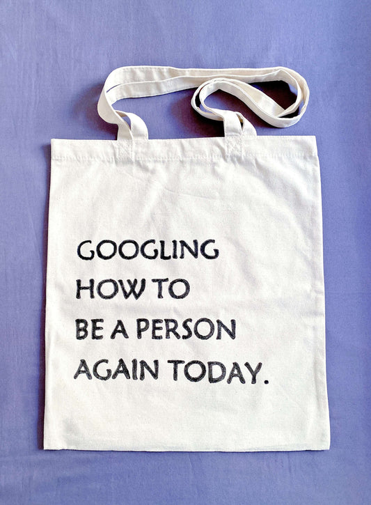 sustainable tote bag with chic text-based design