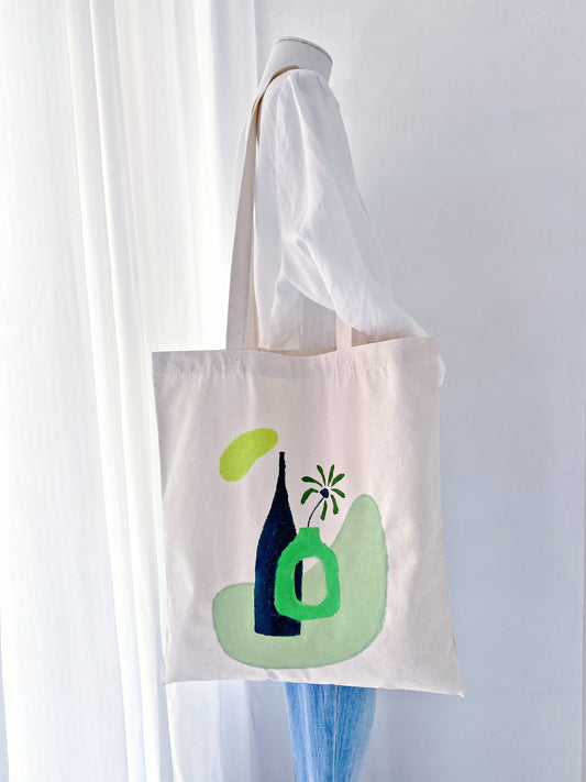 Spacious interior of a canvas tote filled with daily essentials