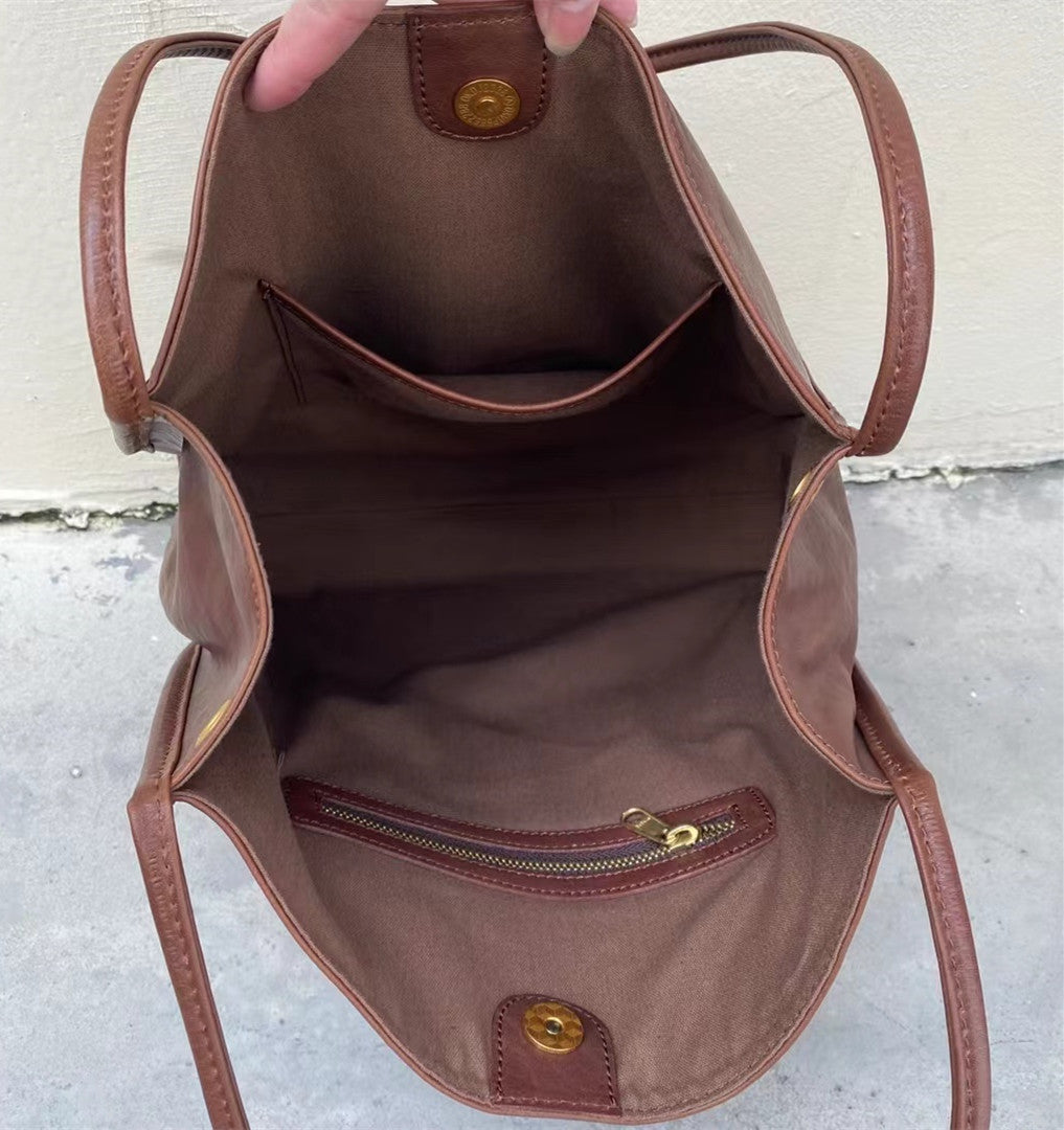 Vintage Leather Tote with Coordinating Crossbody