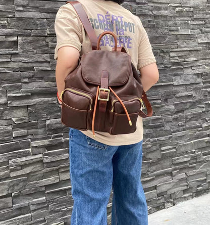 Elegant Vintage Leather Backpack for Travel