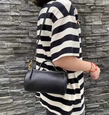 Genuine Leather Cylinder Shoulder Bag for Ladies