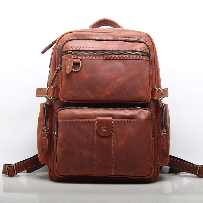 Classic Leather Laptop Backpack for Men with Spacious Design woyaza
